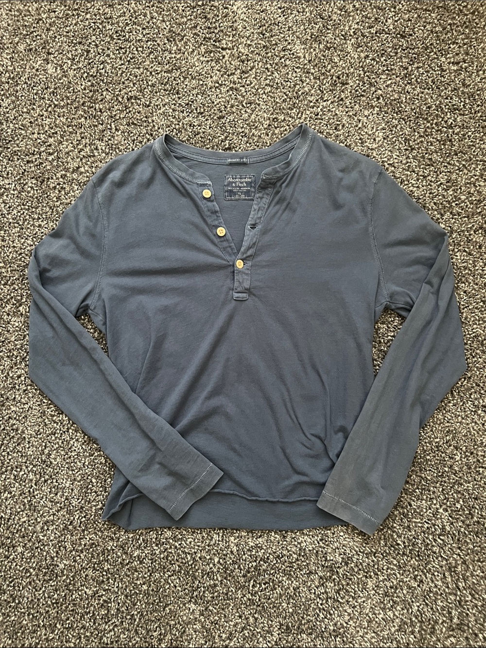 Abercrombie & Fitch Women's Blue Long-Sleeve Henley Shirt